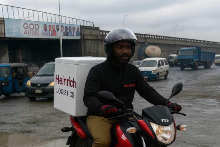 Dispatch rider from Heinrich Logistics, the best delivery service in Warri